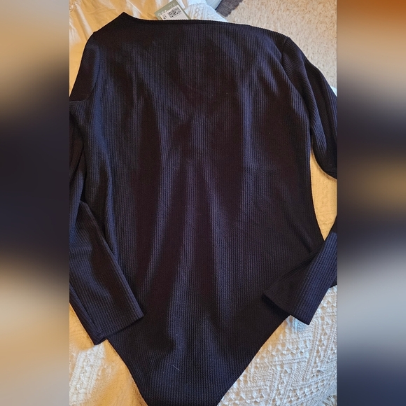 Women's Black RibberLong Sleeve Bodysuit Xl - Picture 3 of 3